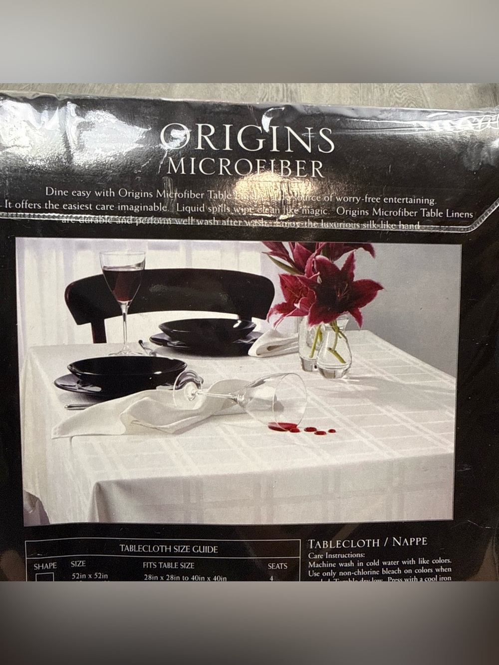 Origins 60" X 84" Bone Spill Proof Microfiber Tablecloth Holiday Oblong New